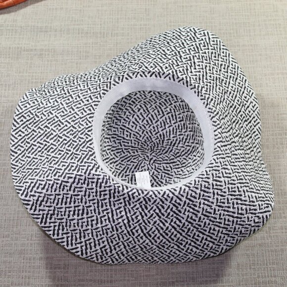 Black and White Hat with Black Satin Bow - Picture 3 of 3